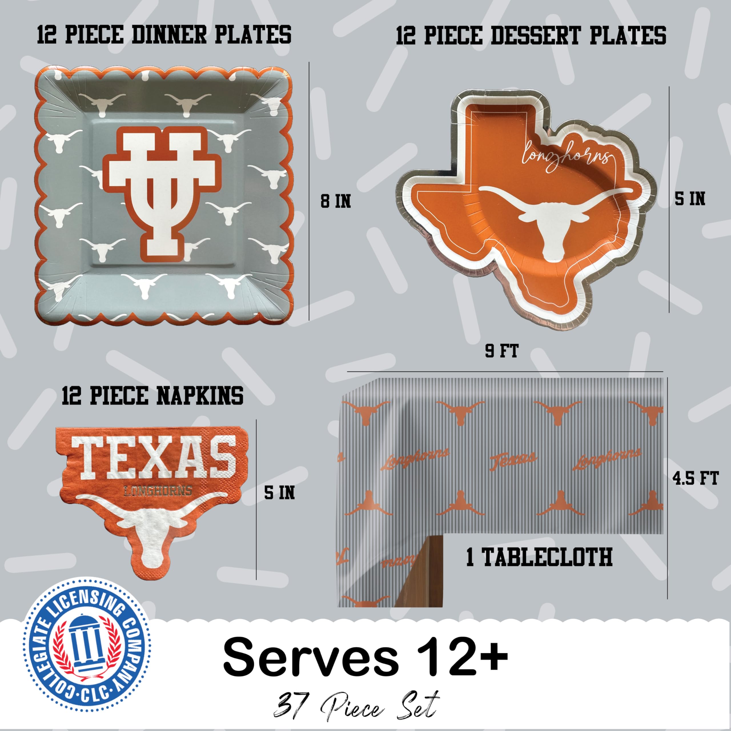 PartyKandy UT Longhorns 8-inch square plates for sturdy servings.