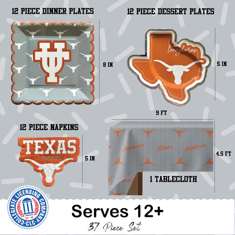 PartyKandy UT Longhorns 8-inch square plates for sturdy servings.