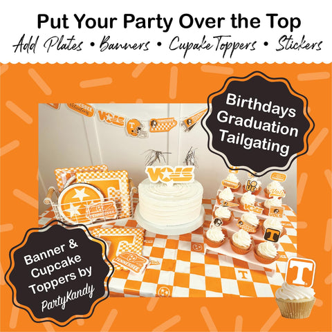 PartyKandy UT Vols 37-piece set simplifies party prep and coordinated decor