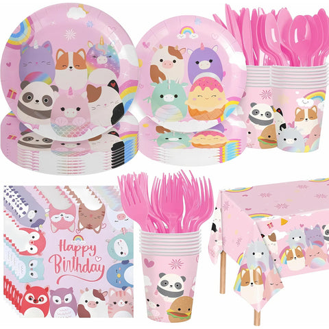 Partymelon cute animals dinner plates for kids' birthday parties with easy cleanup