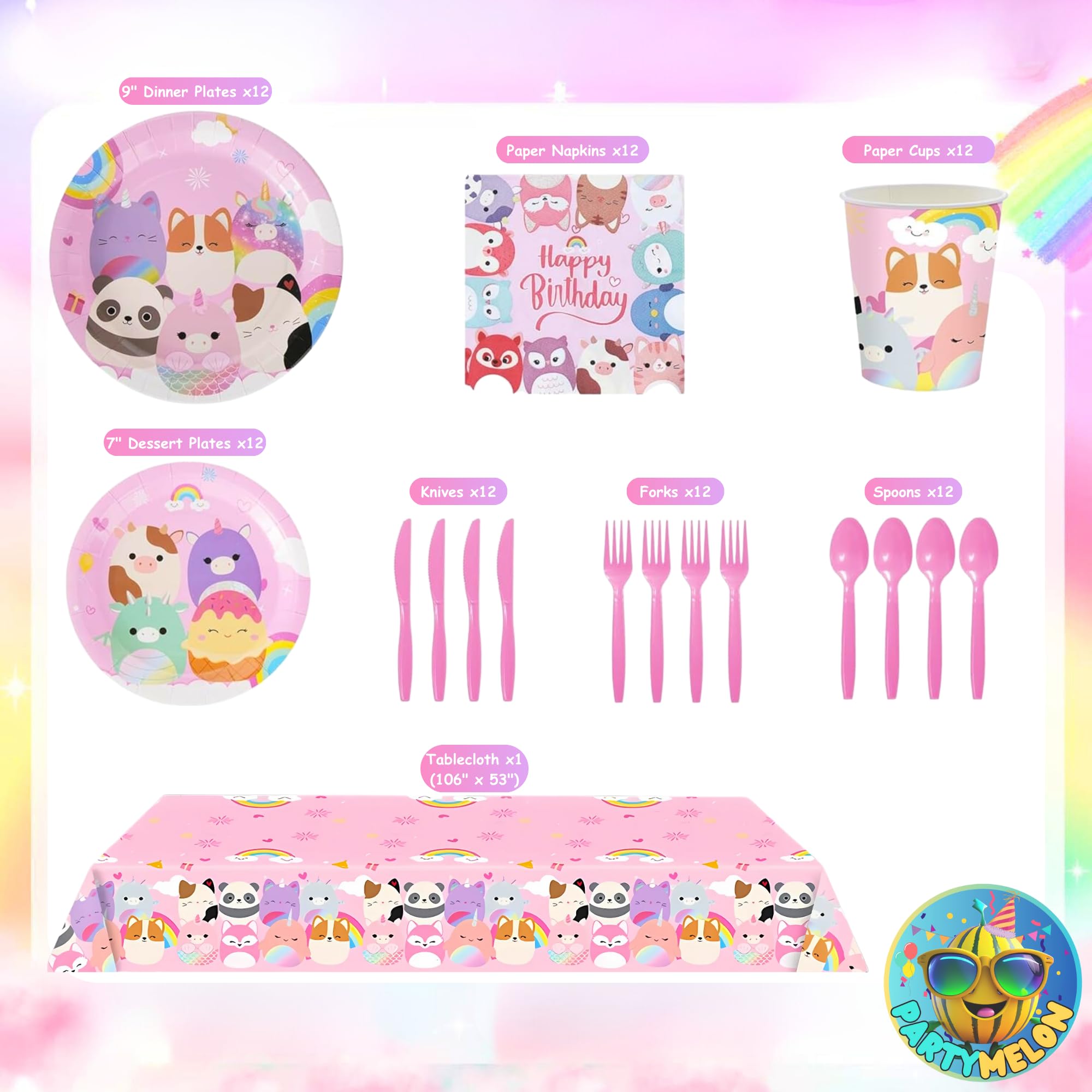 Partymelon cute animals tablecloth adds color and protects tables