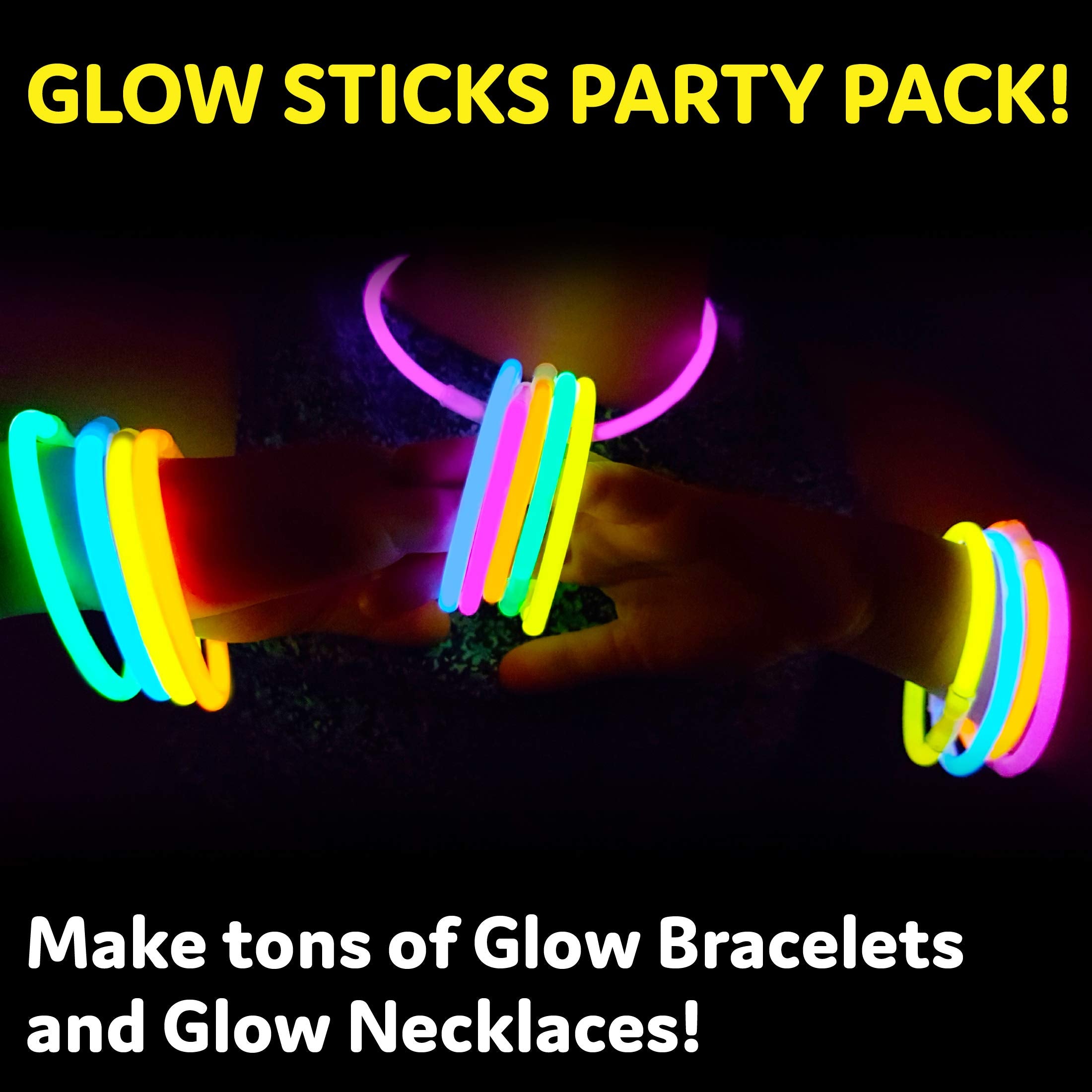 PartySticks 8-inch glow sticks ready to snap and glow for hours.