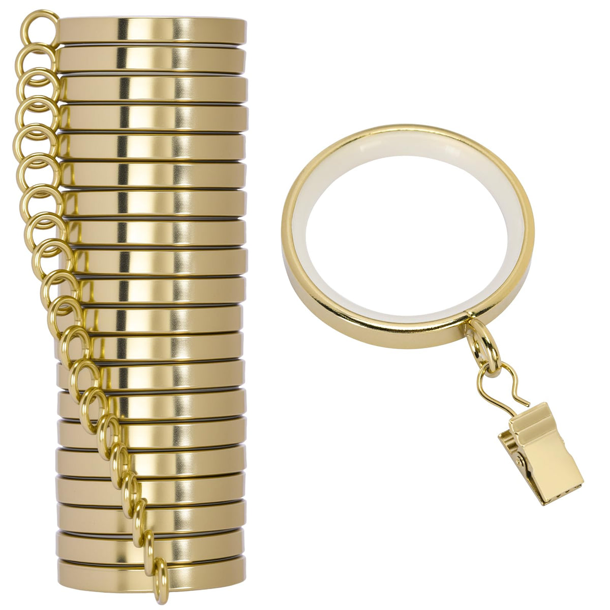 Parutta 20-pack curtain rings in gold finish for smooth, silent operation.