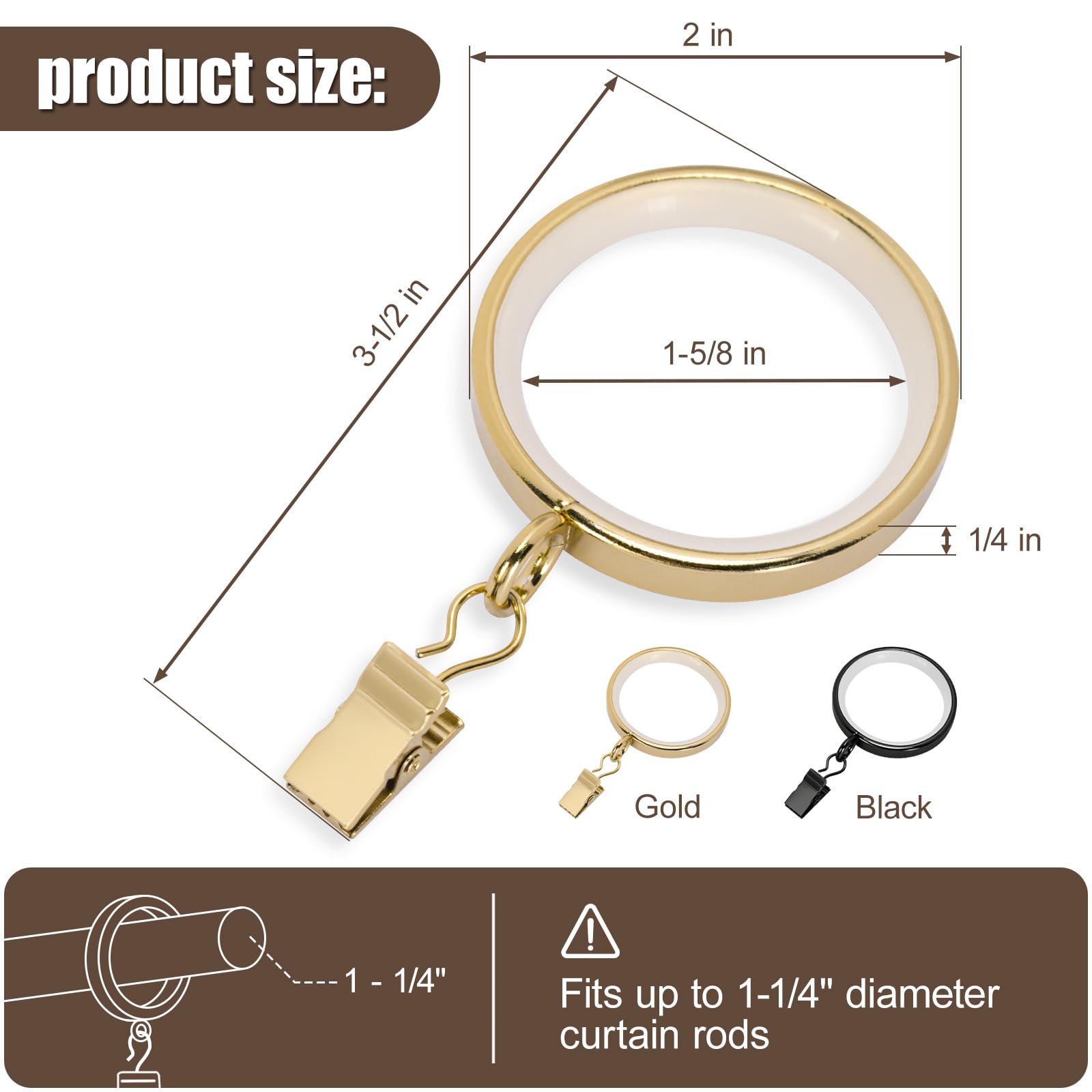 Parutta alligator-clip curtain rings securely grip fabric.