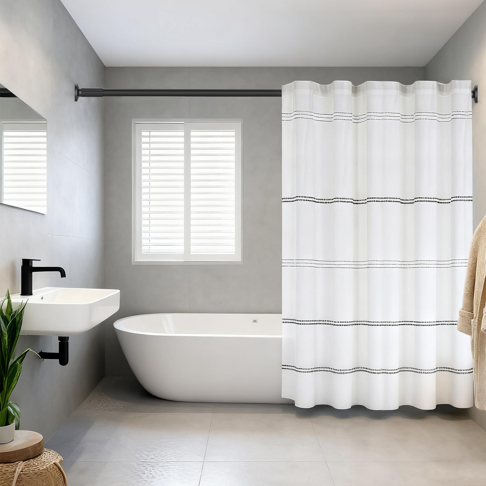 Parutta tension curtain rod ideal for patios, balconies, bathrooms, and kitchens.