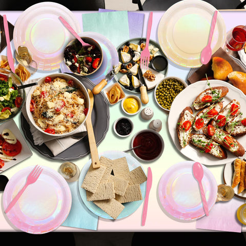 Pascliyna iridescent pastel cutlery set for easy, disposable serving.