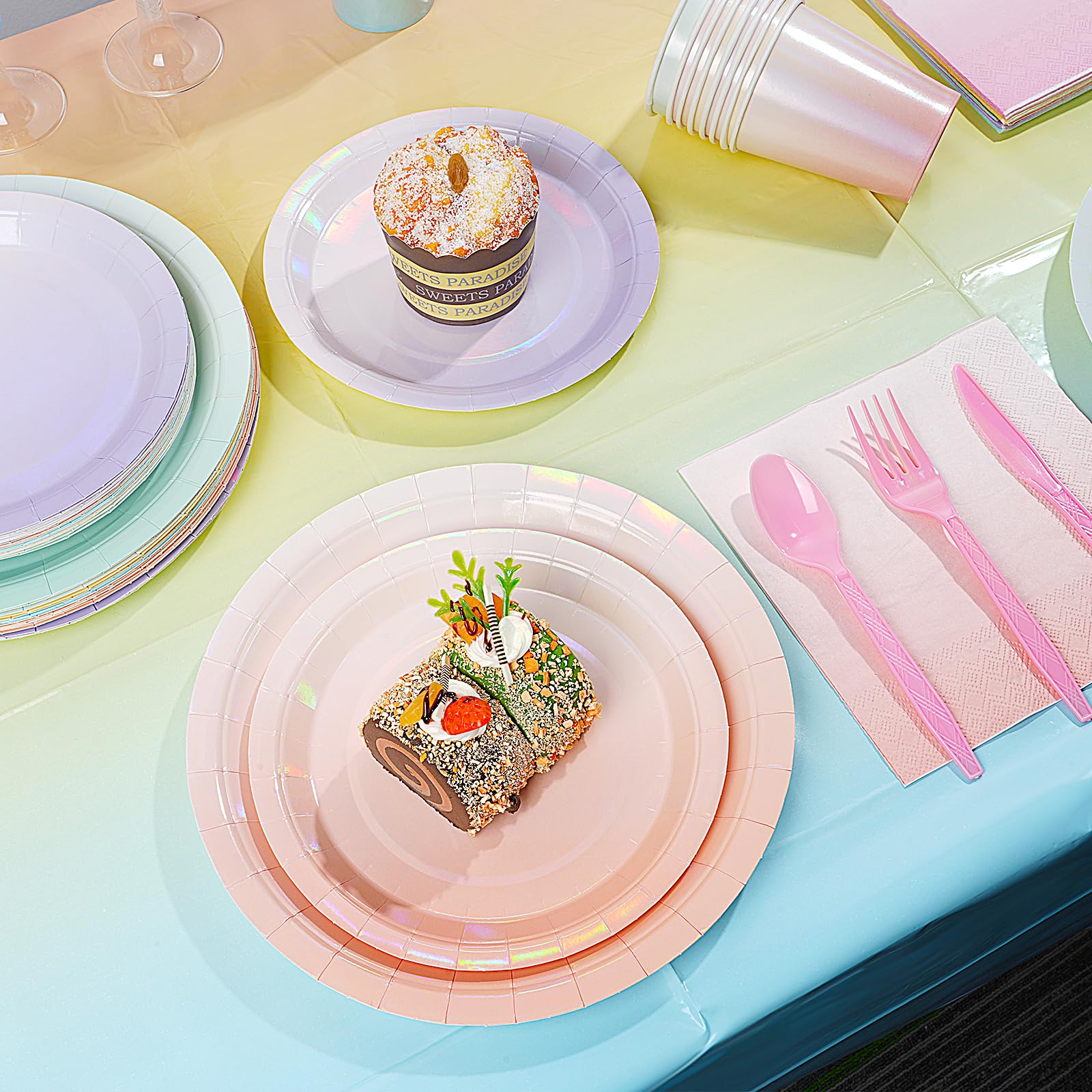 Pascliyna iridescent pastel napkins for quick cleanup and stylish dining.
