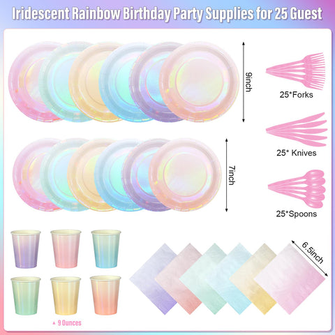 Pascliyna iridescent pastel dinner plates for main courses at celebrations.