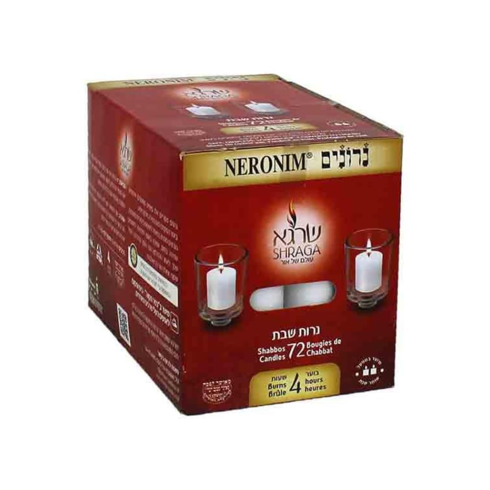 Paskesz Neriot votive candles 72-pack box for safe, dripless ambience