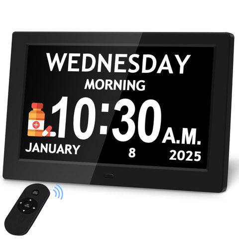 Pastigio 10.1-inch display clock with bold digits for easy reading from afar.