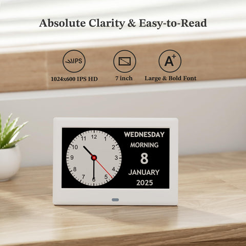 Pastigio dementia clock showing reminder icons for daily routines.