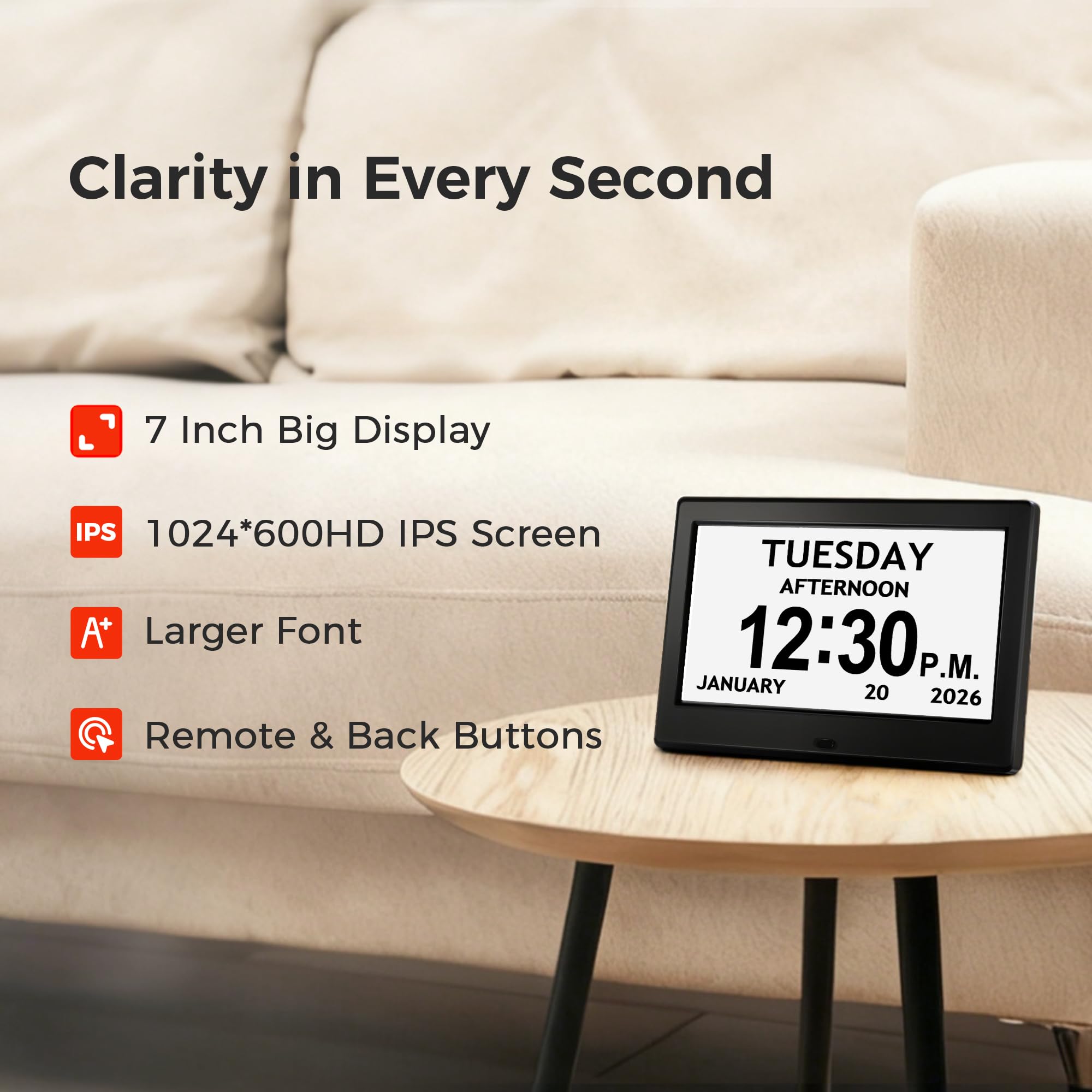 Pastigio large time date display helps seniors read at a glance