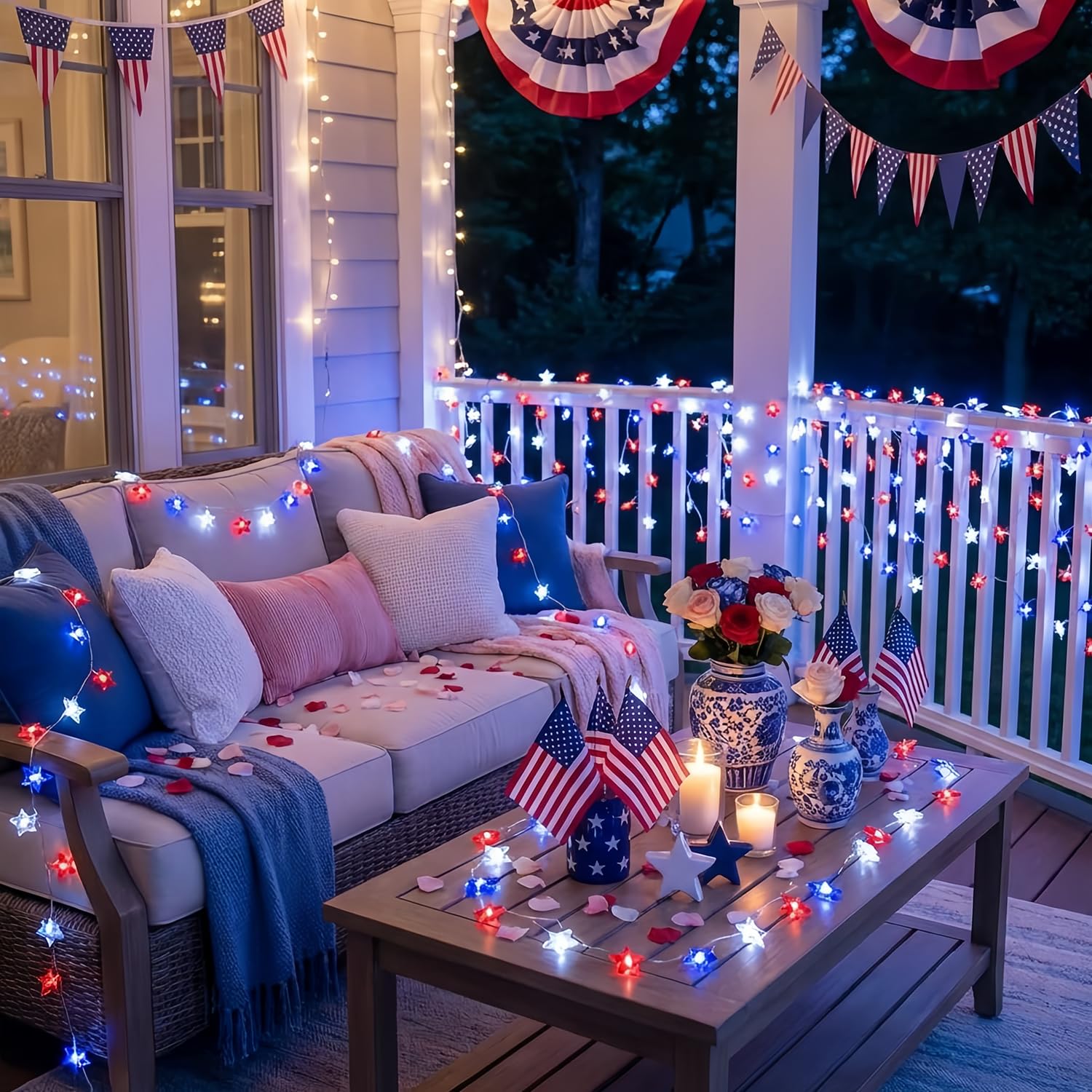 Pasuto indoor-outdoor decor for Memorial Day or 4th of July celebrations.