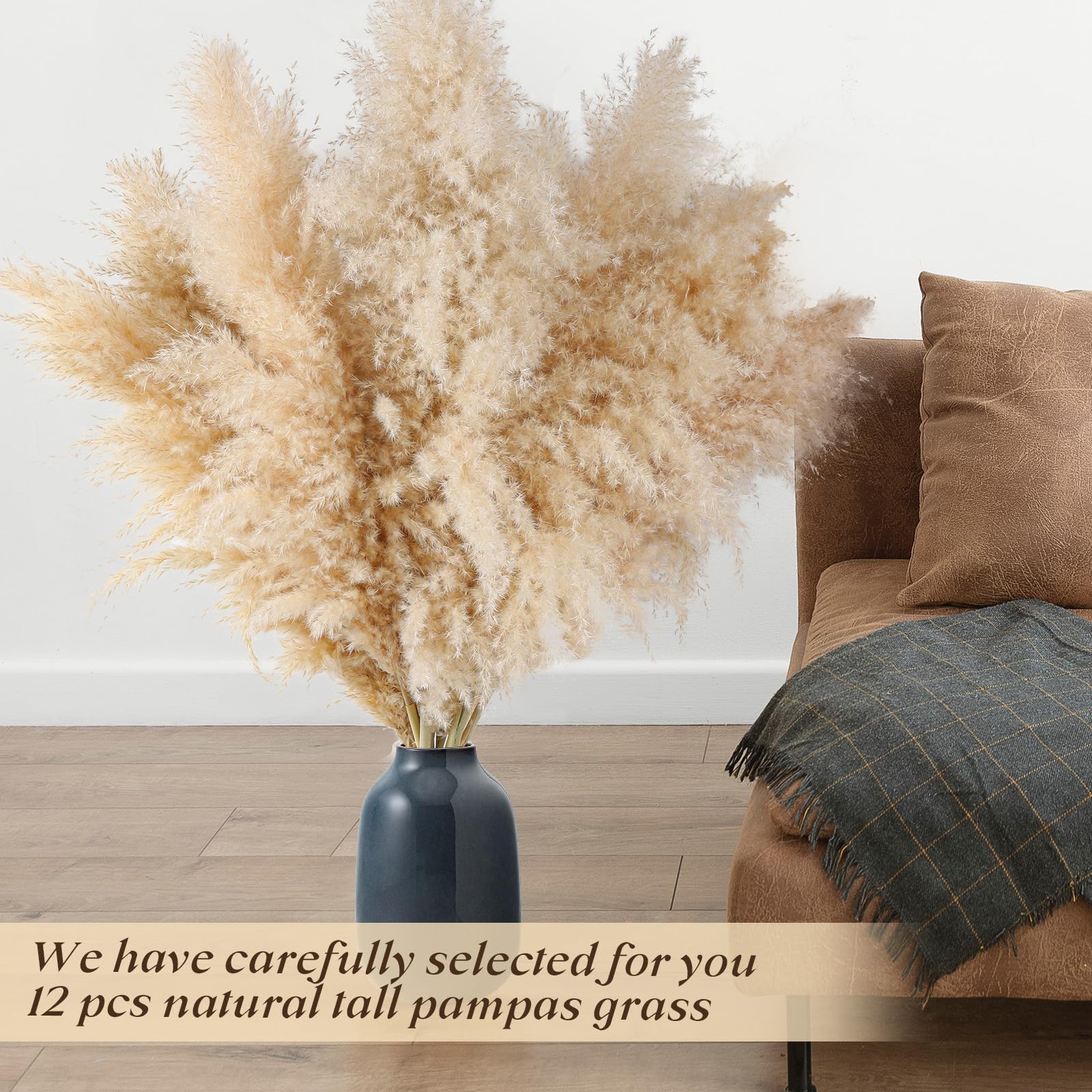 Pasuvsigt tall pampas grass accent for living rooms and shelves