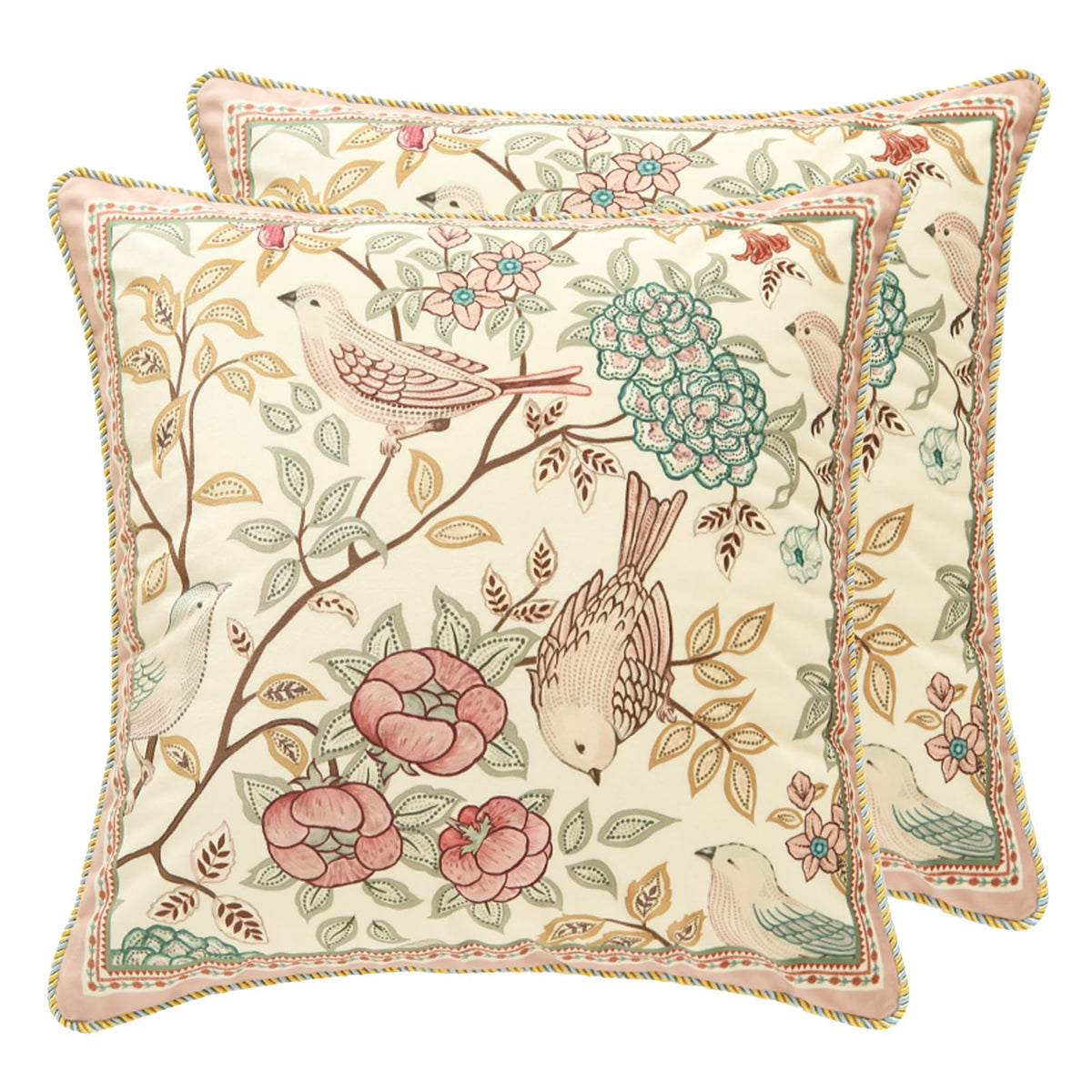 Patdrea Velvet Euro Sham pink floral bird—vibrant color and plush softness for sofas.
