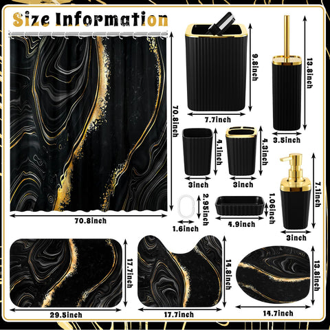 Patelai black marble bath mat with non-slip backing for comfortable steps
