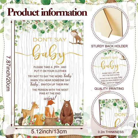 Patelai baby shower cards with woodland animals for interactive games