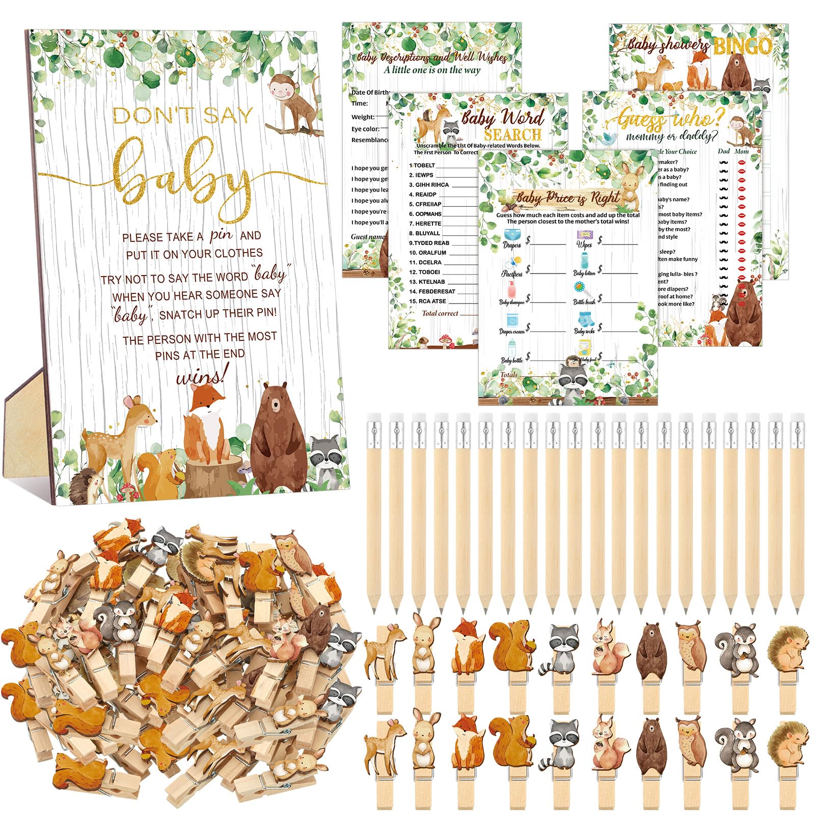 Patelai woodland animals don’t say baby sign for stylish shower messaging