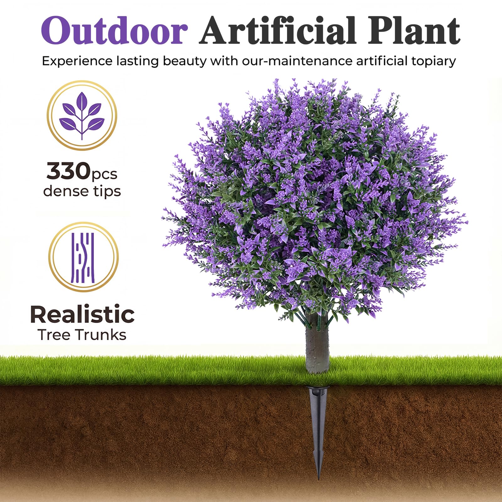 Patio Choice dense lifelike boxwood leaves add realistic garden accents.