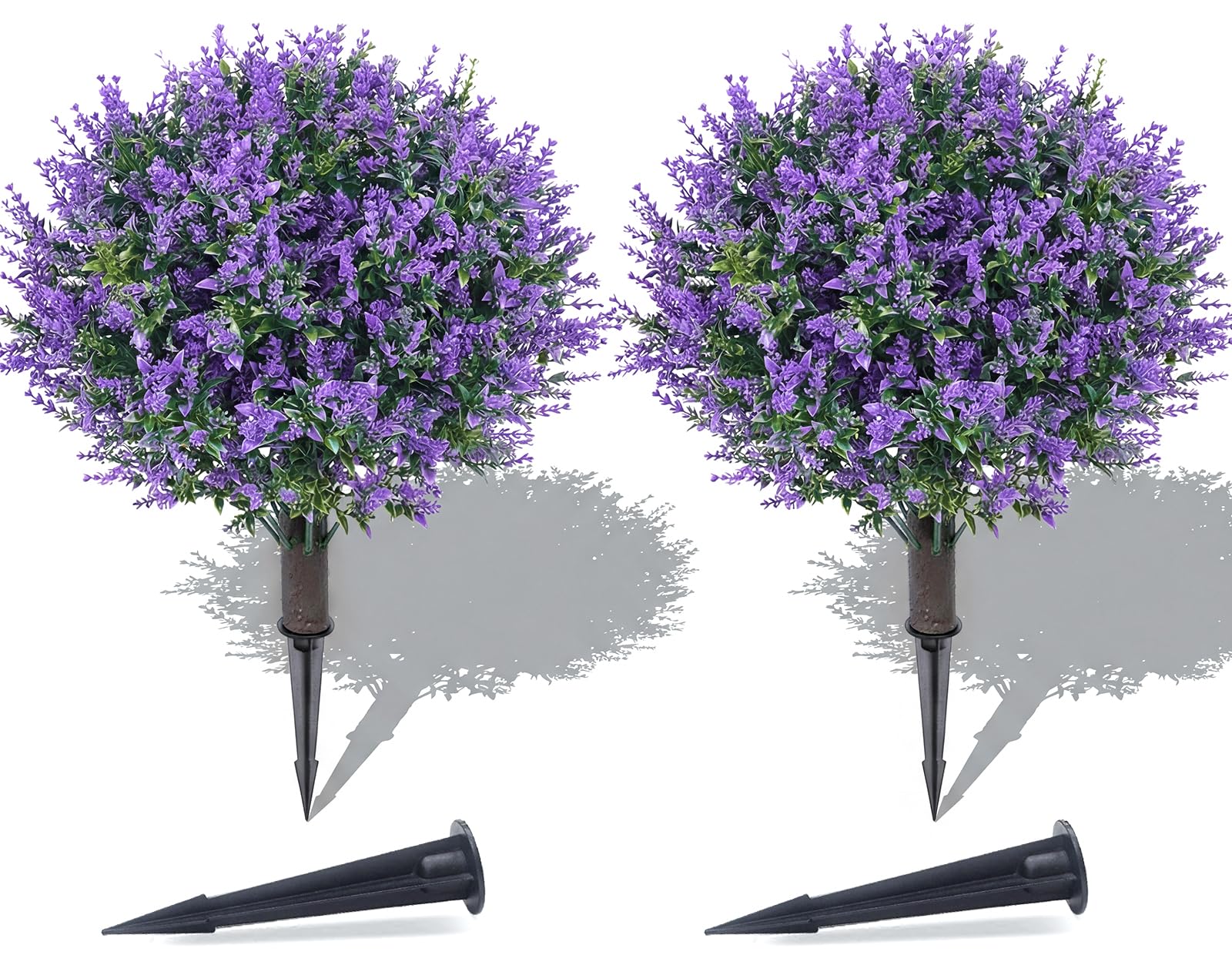 Patio Choice topiary boxwood ball trees with lavender, 22-inch height for stylish porches.