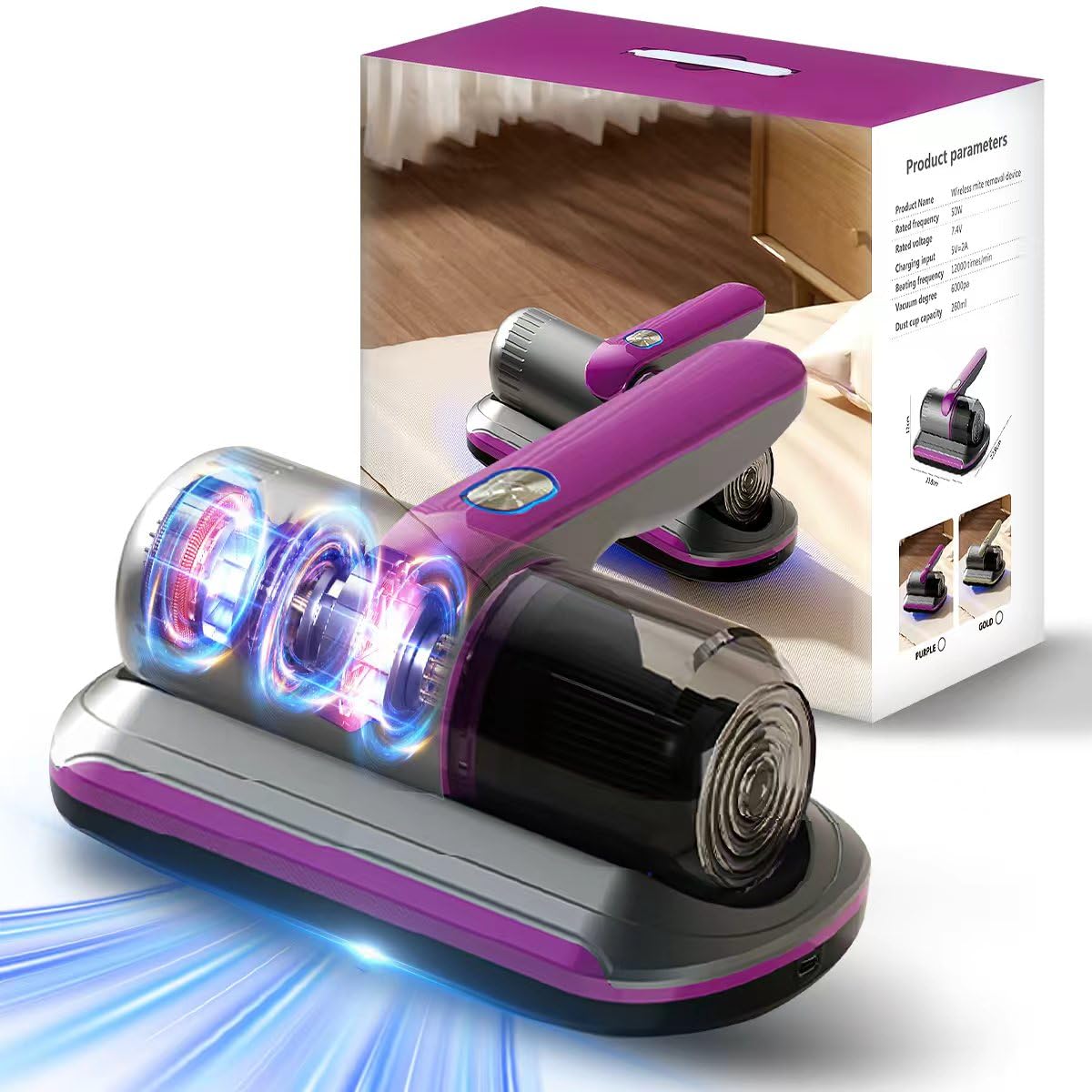 PATO Mattress Vacuum Cleaner with UV-C light removes allergens from beds and fabrics.