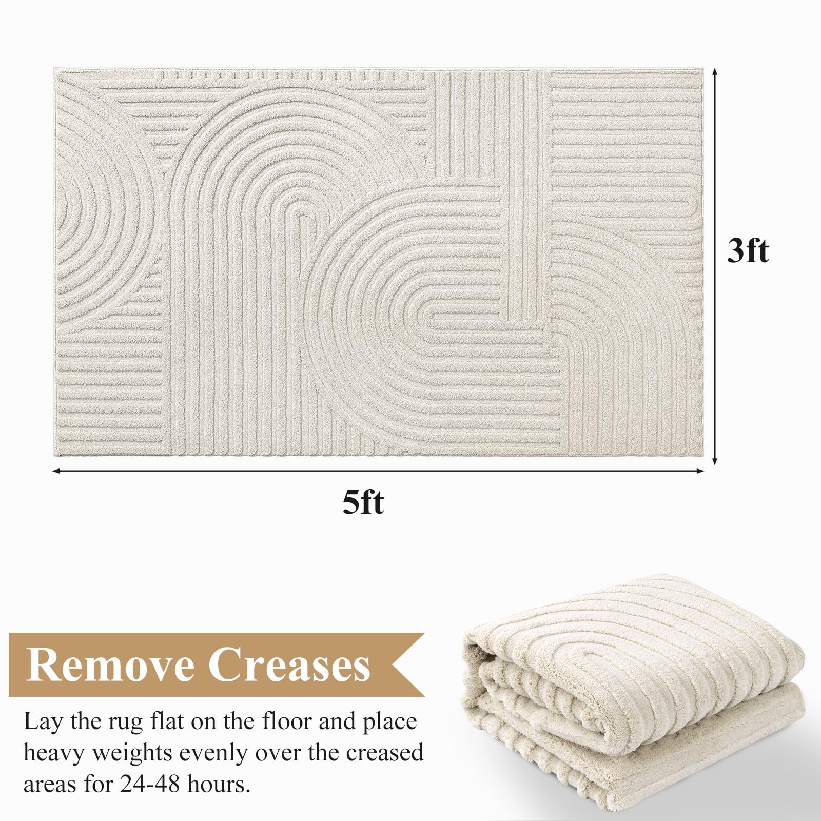 Pauwer 3x5 non-slip-beige-bedroom rug keeps bedrooms safe on floors.