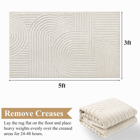Pauwer 3x5 non-slip-beige-bedroom rug keeps bedrooms safe on floors.