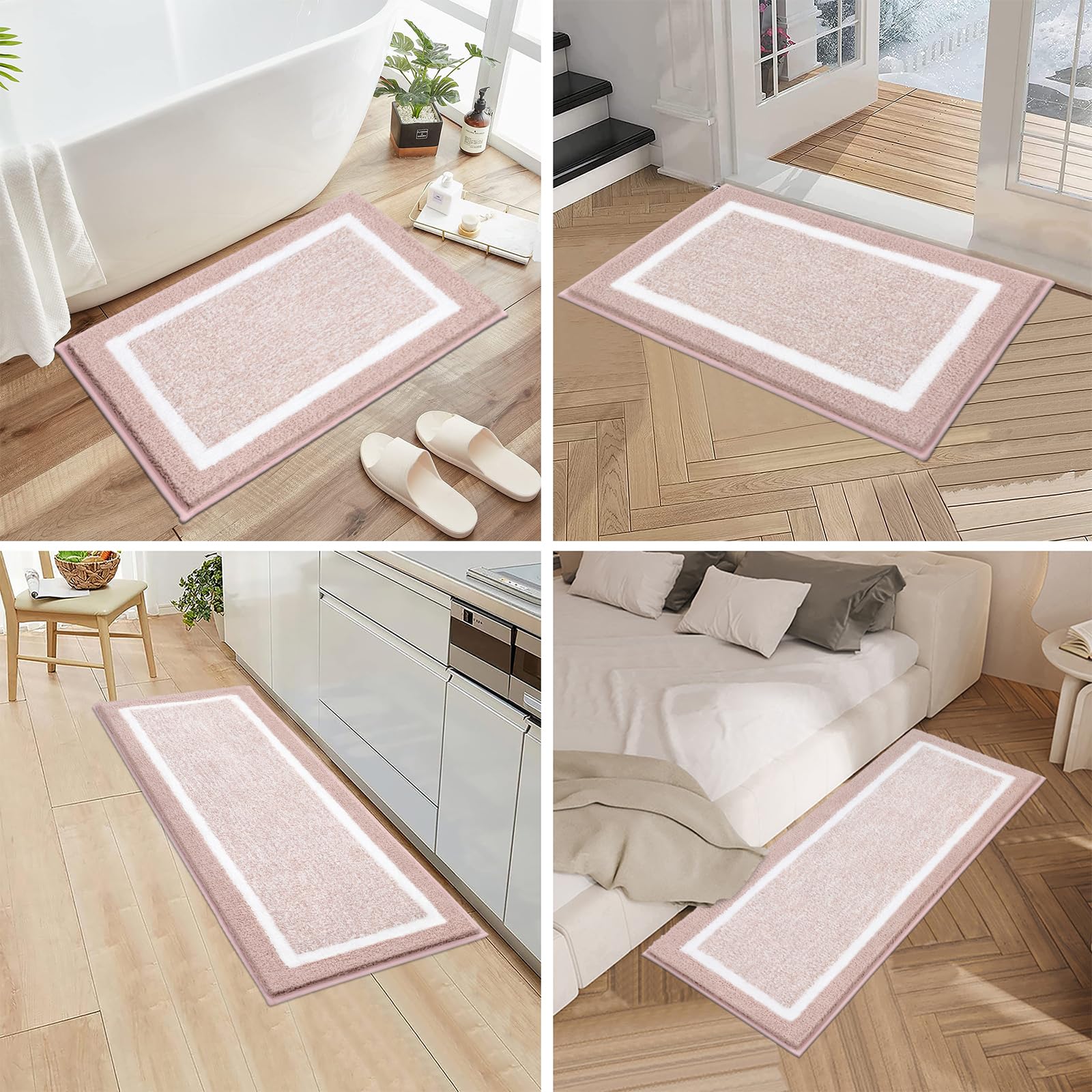 Pauwer multi-purpose bath mat set versatile for bathroom, bedroom, or living room
