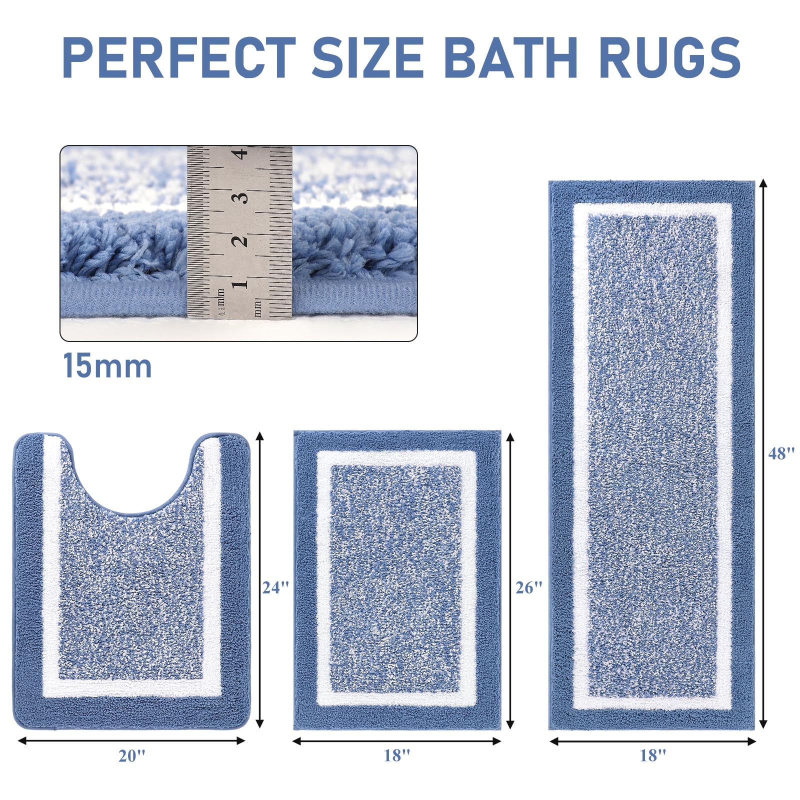 Pauwer blue bathroom set coordinates with showers, tubs, and spa vibes