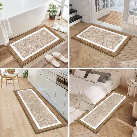 Pauwer khaki bath mat blends with decor while remaining soft to the touch.