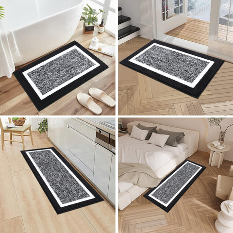 Pauwer tub and shower area mat provides extended coverage for wet zones.