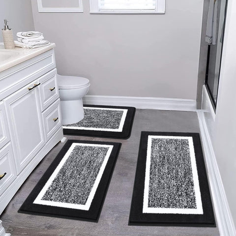 Pauwer bathroom rug set front view showing plush microfiber comfort