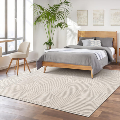 Pauwer bedroom rug adds warmth and underfoot comfort.