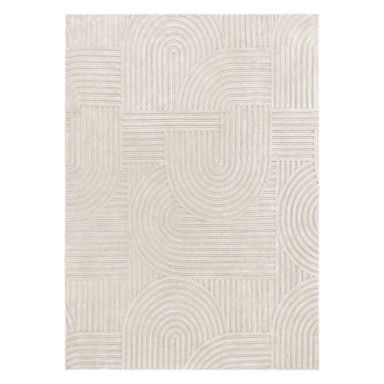 Pauwer beige area rug enhances room safety and comfort for kids and pets.