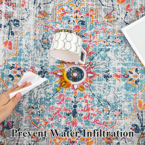 Pauwer boho floral design rug adds vintage charm to any room.