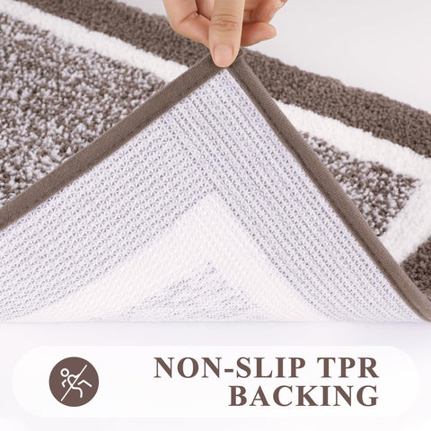Pauwer contour U-shaped toilet mat provides a snug, tidy fit around the toilet.