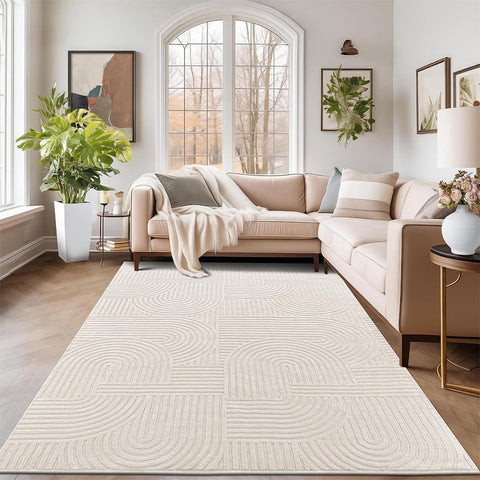 Pauwer beige dining room rug complements modern interiors.