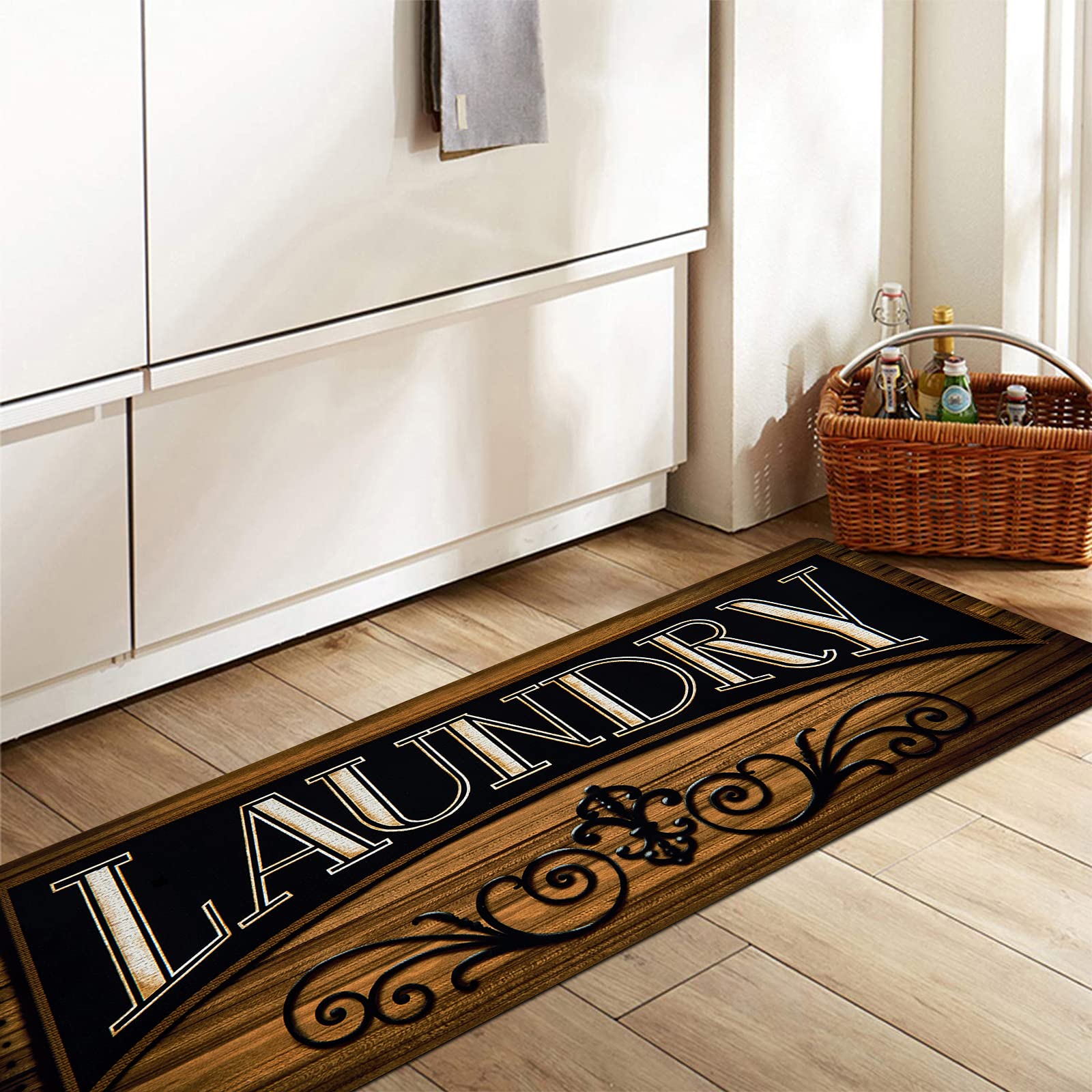 Pauwer farmhouse mudroom decor rug doubles as a versatile runner.