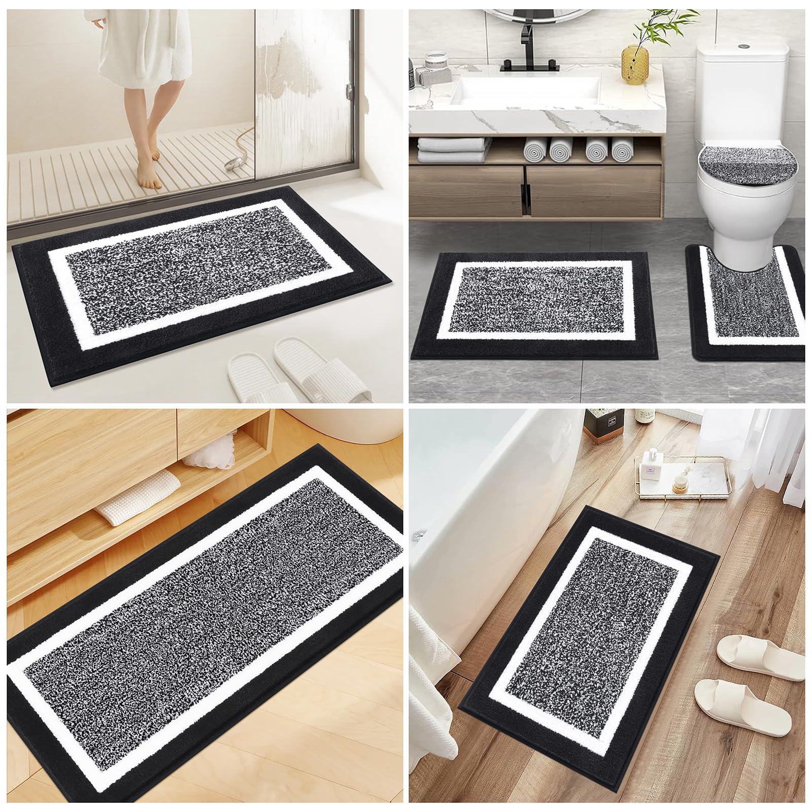 Pauwer machine-washable bath mats offer easy care and color retention.