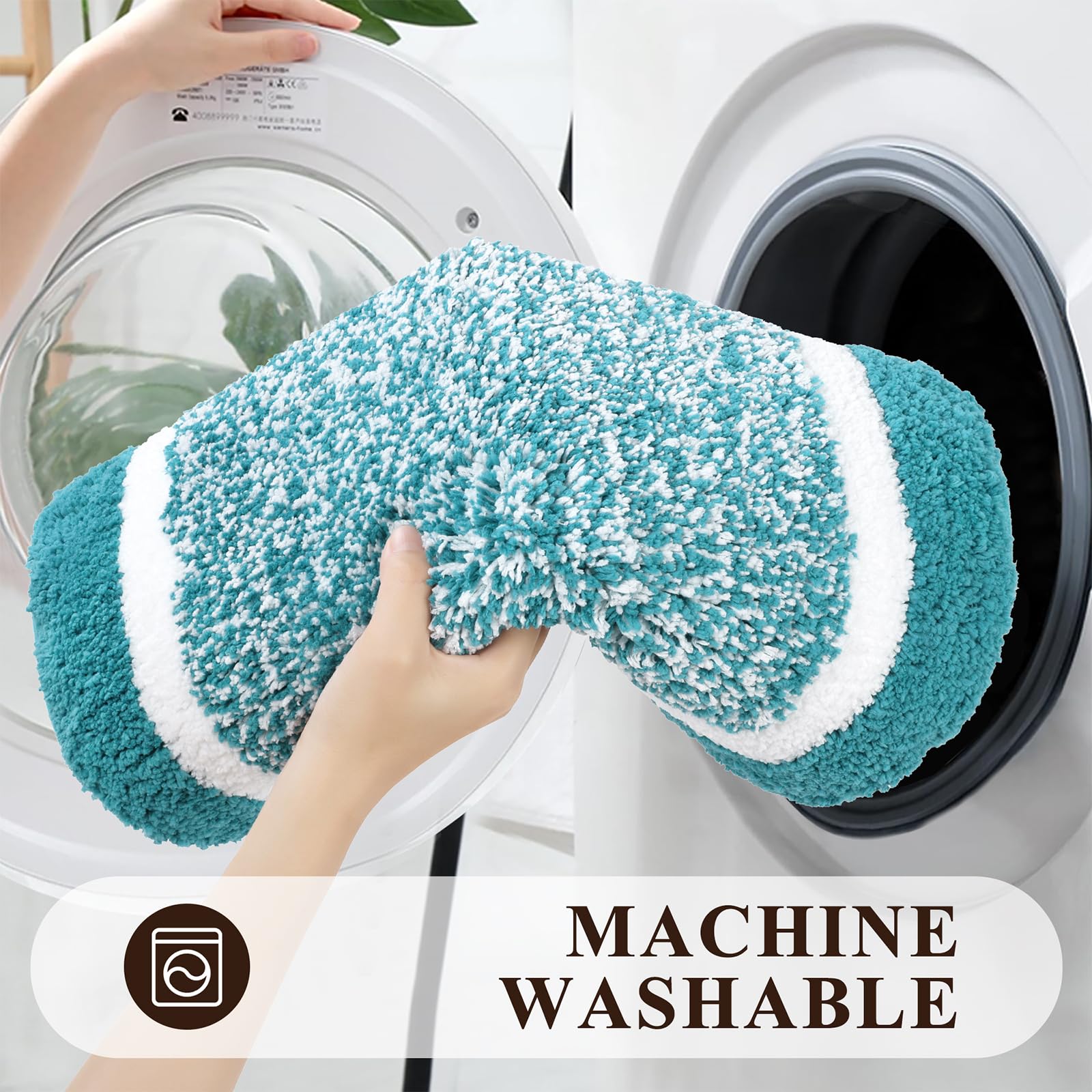 Pauwer machine-washable bath rugs stay soft after many washes.
