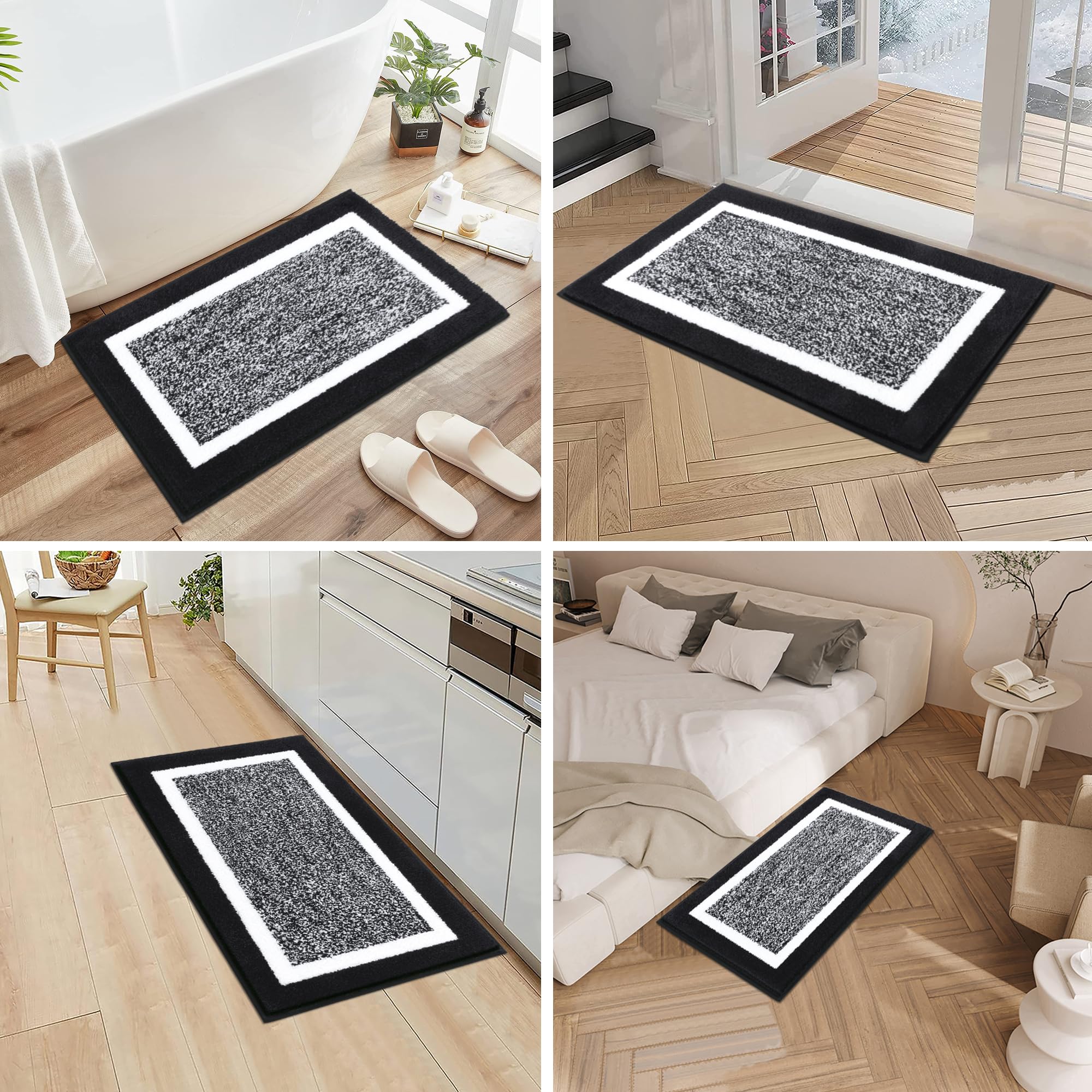 Pauwer black bathroom rug set adds a sleek modern look