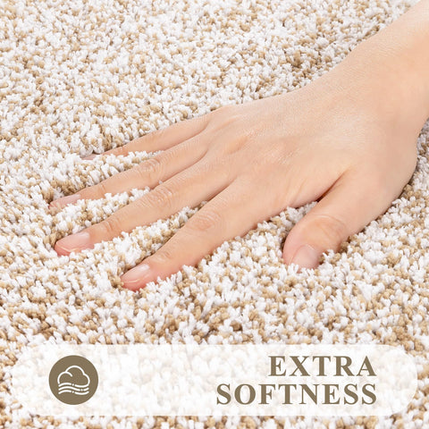 Pauwer microfiber plush rugs provide luxurious underfoot feel and quick moisture pickup.