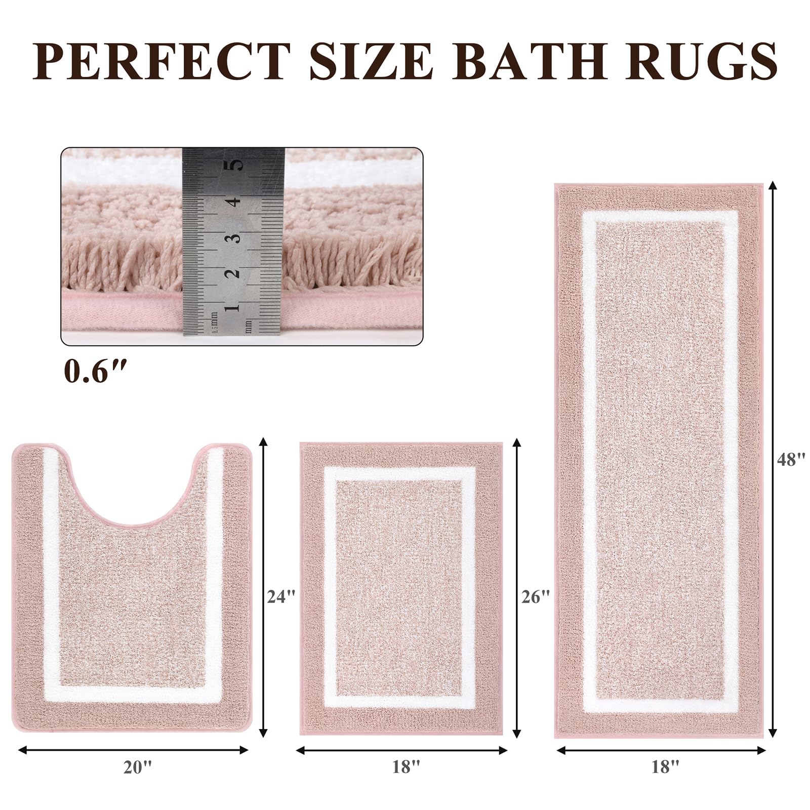 Pauwer non-slip backing bath mats securely grip bathroom floors