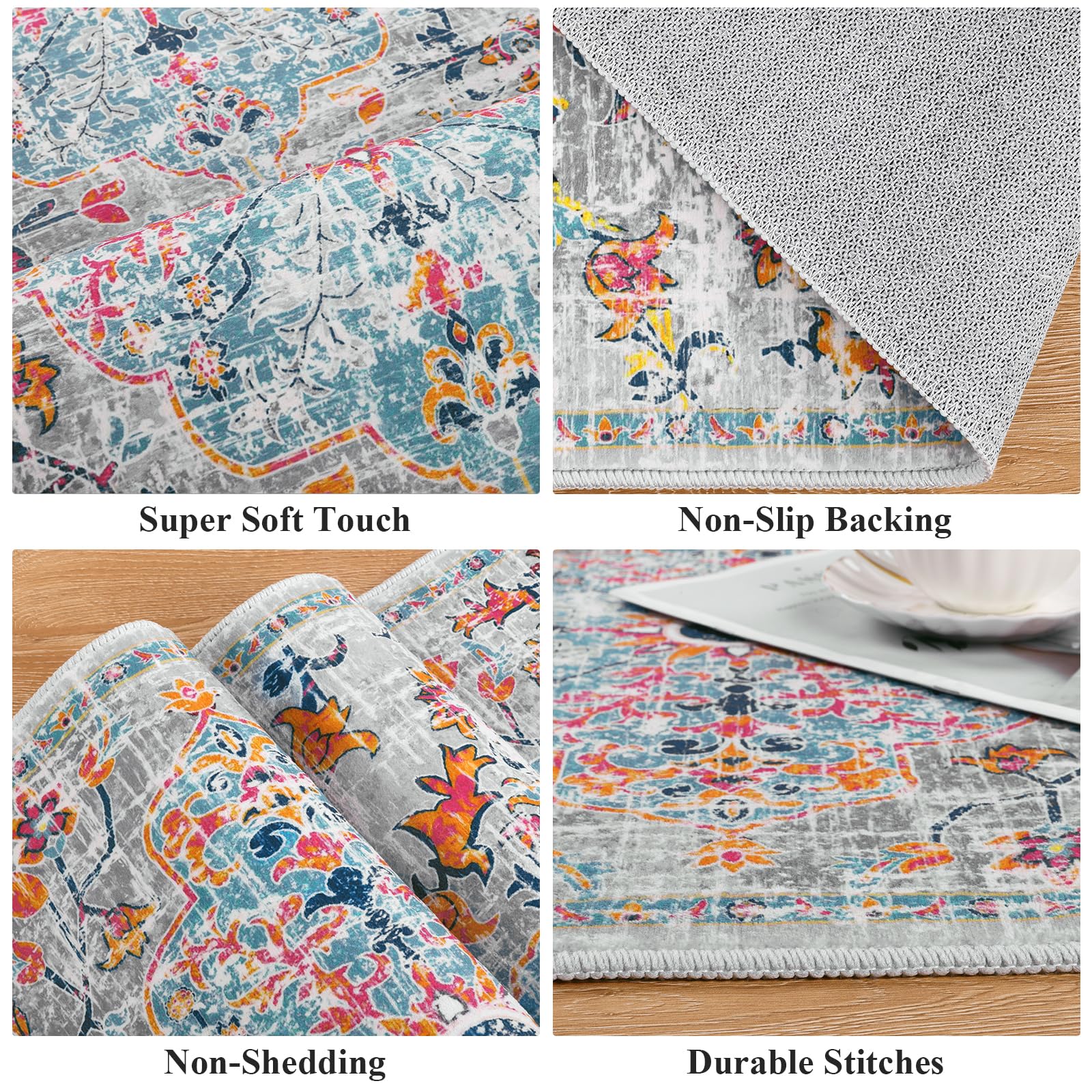 Pauwer rug with upgraded non-slip backing for secure use in high-traffic spaces.