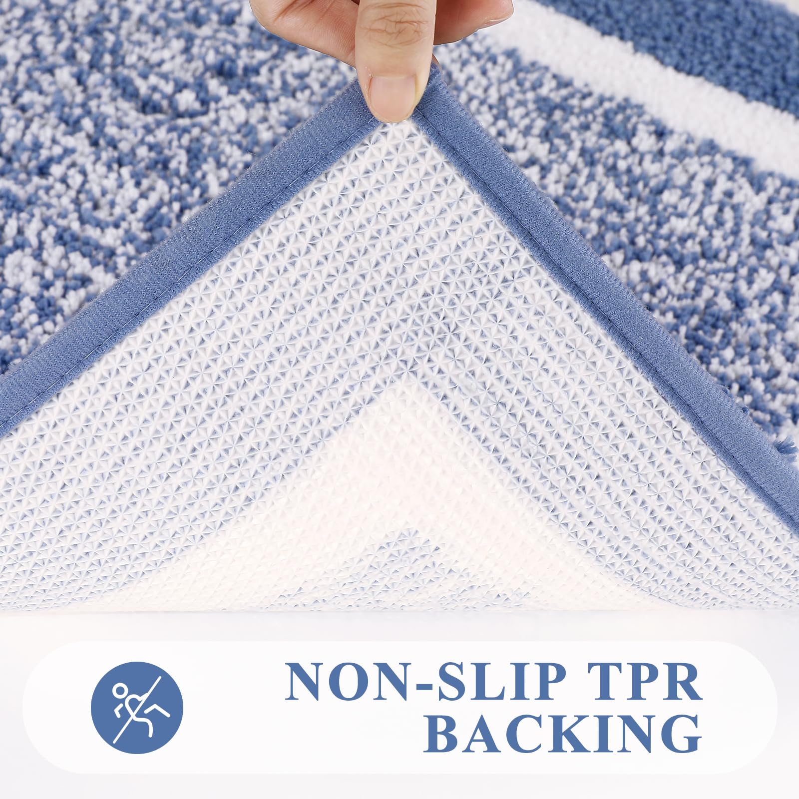 Pauwer non-slip rug features durable TPR bottom for steady footing on wet floors