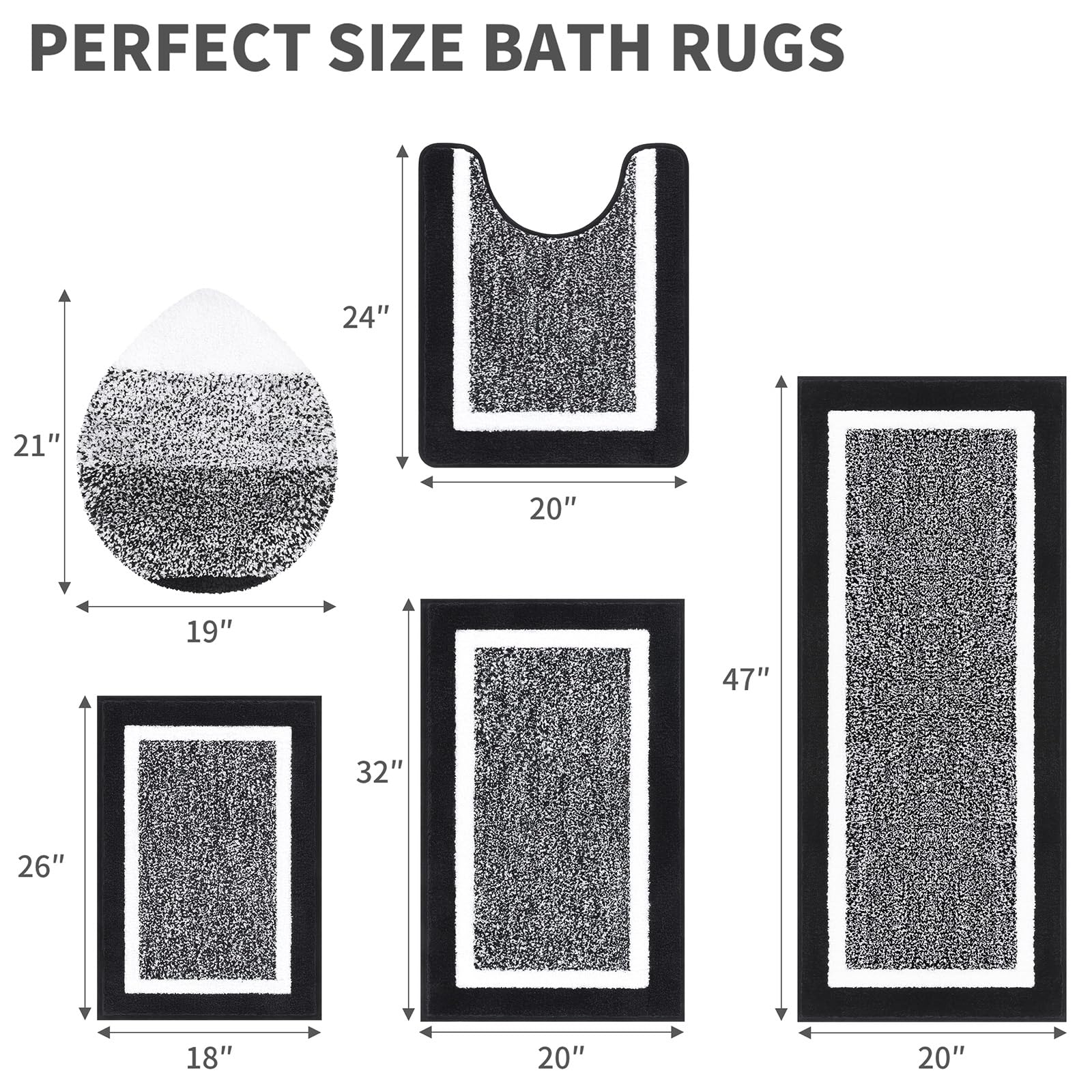 Pauwer plush microfiber bath mats close-up for barefoot comfort.