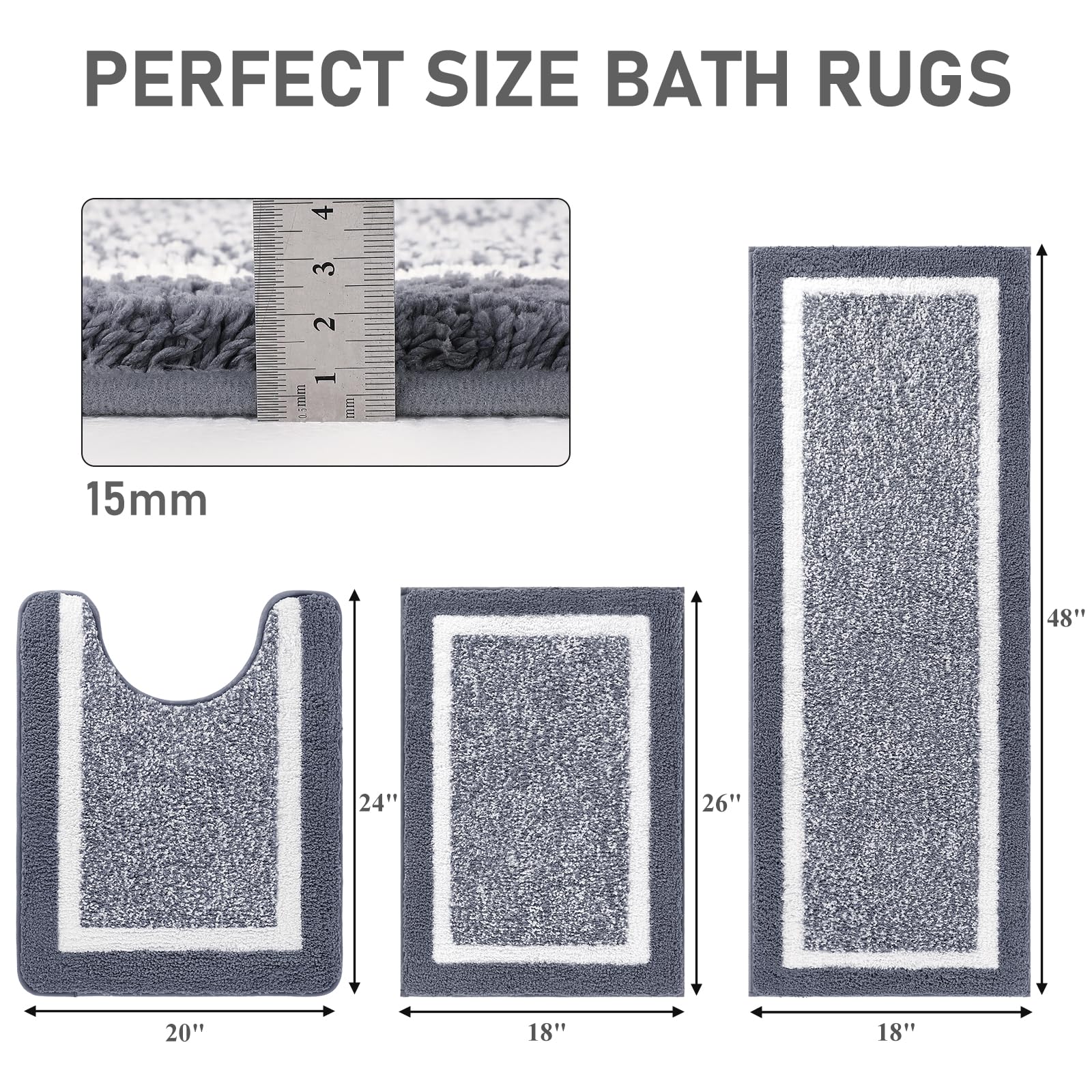 Pauwer U shaped toilet mat 20 by 24 inches for a snug fit.