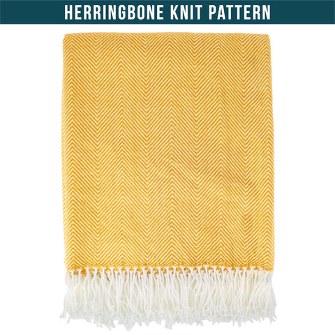 PAVILIA herringbone knit blanket showing chevron pattern for living room