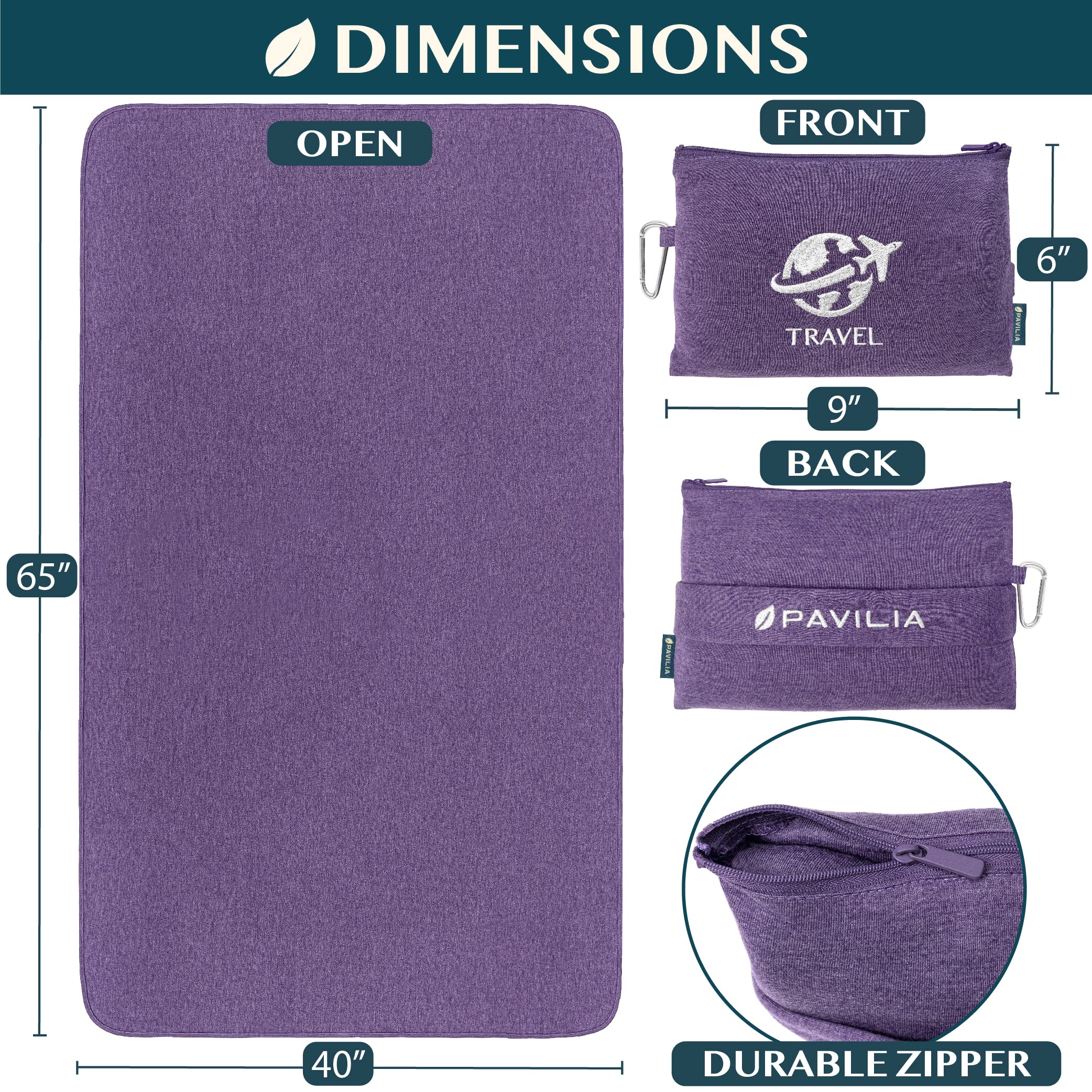 PAVILIA edge stitching enhances durability for frequent travel.