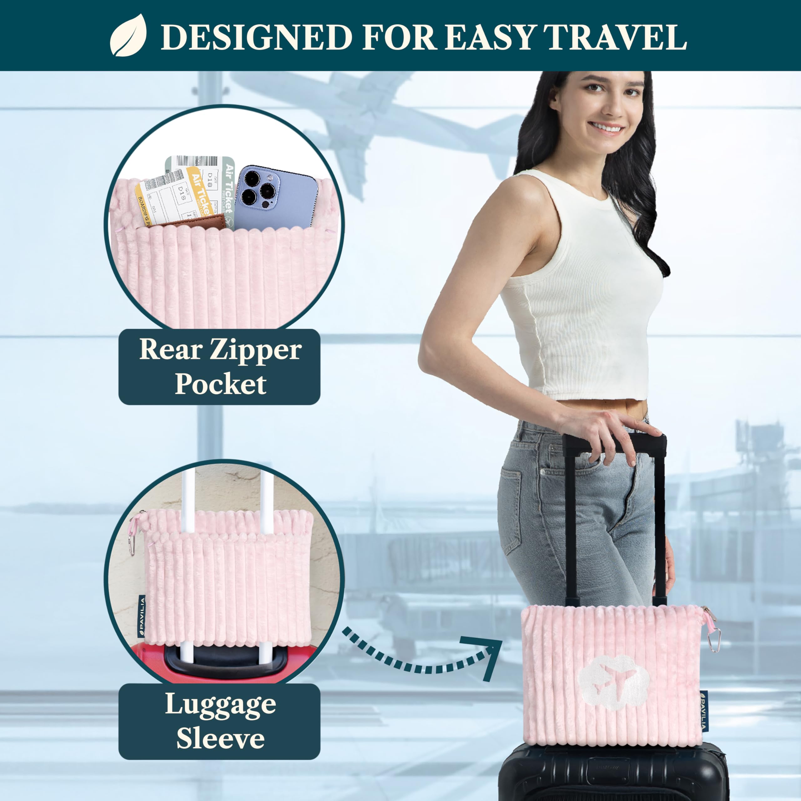 PAVILIA microfleece 260 GSM blanket feels plush and warm for long flights.